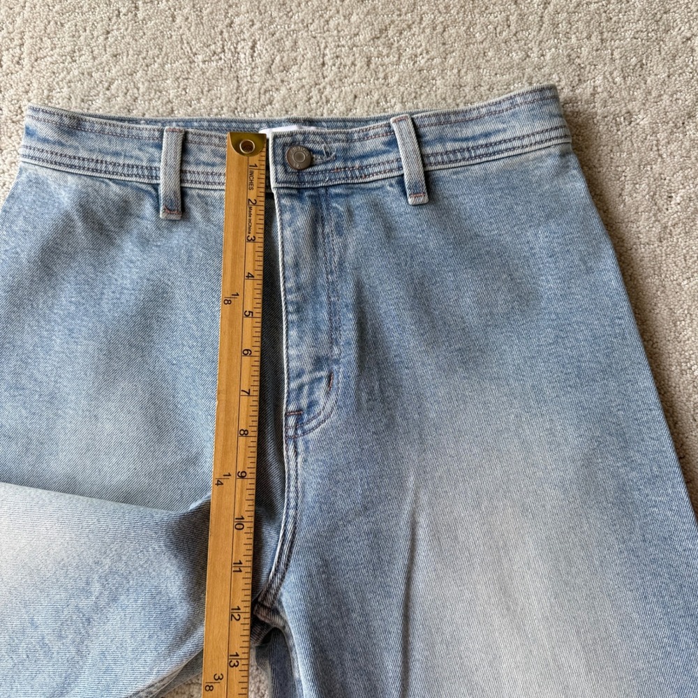 Pistola Charlie Wide Leg Jeans Women 28 Light Blue Raw Hem Faded High Rise - Picture 13 of 16